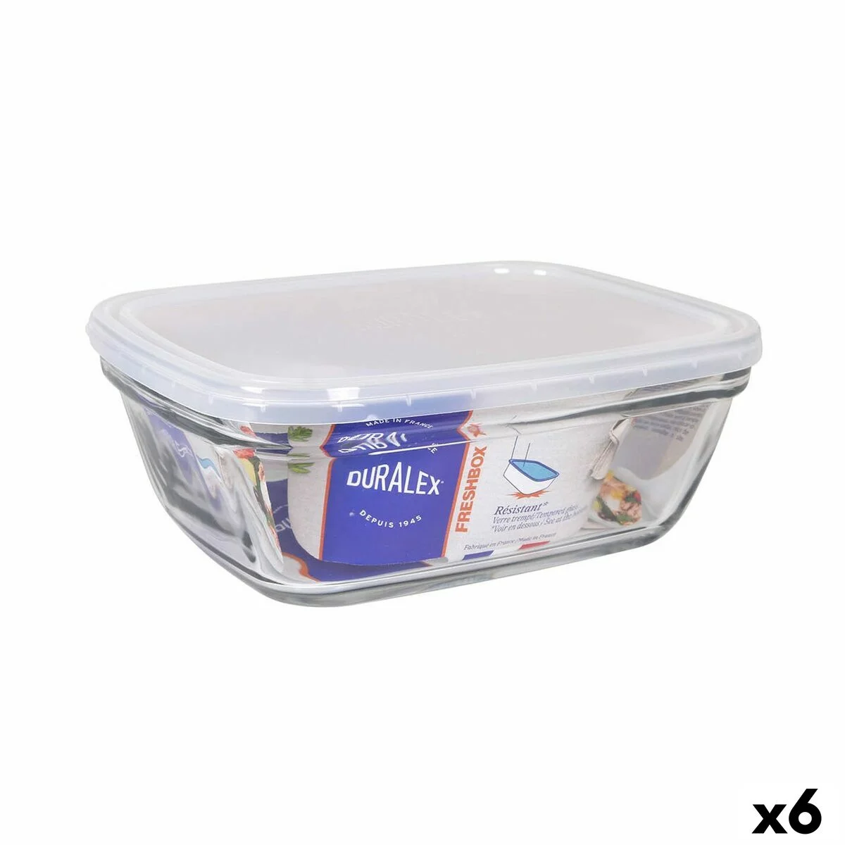Fiambrera Rectangular con Tapa Duralex Freshbox Transparente 1,7 L 21,5 x 16,5 x 8 cm (6 Unidades)