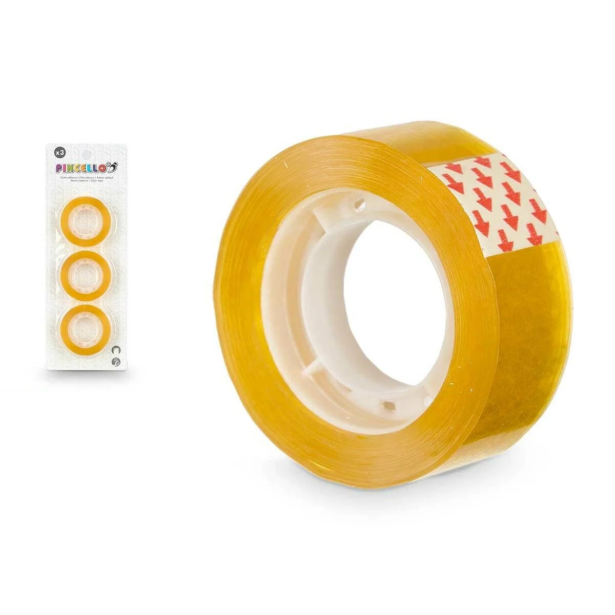 Cinta Adhesiva Pincello Amarillo 8,5 x 23 x 2 cm 2,7 x 40 x 1,8 cm Set 3 Piezas (48 Unidades)