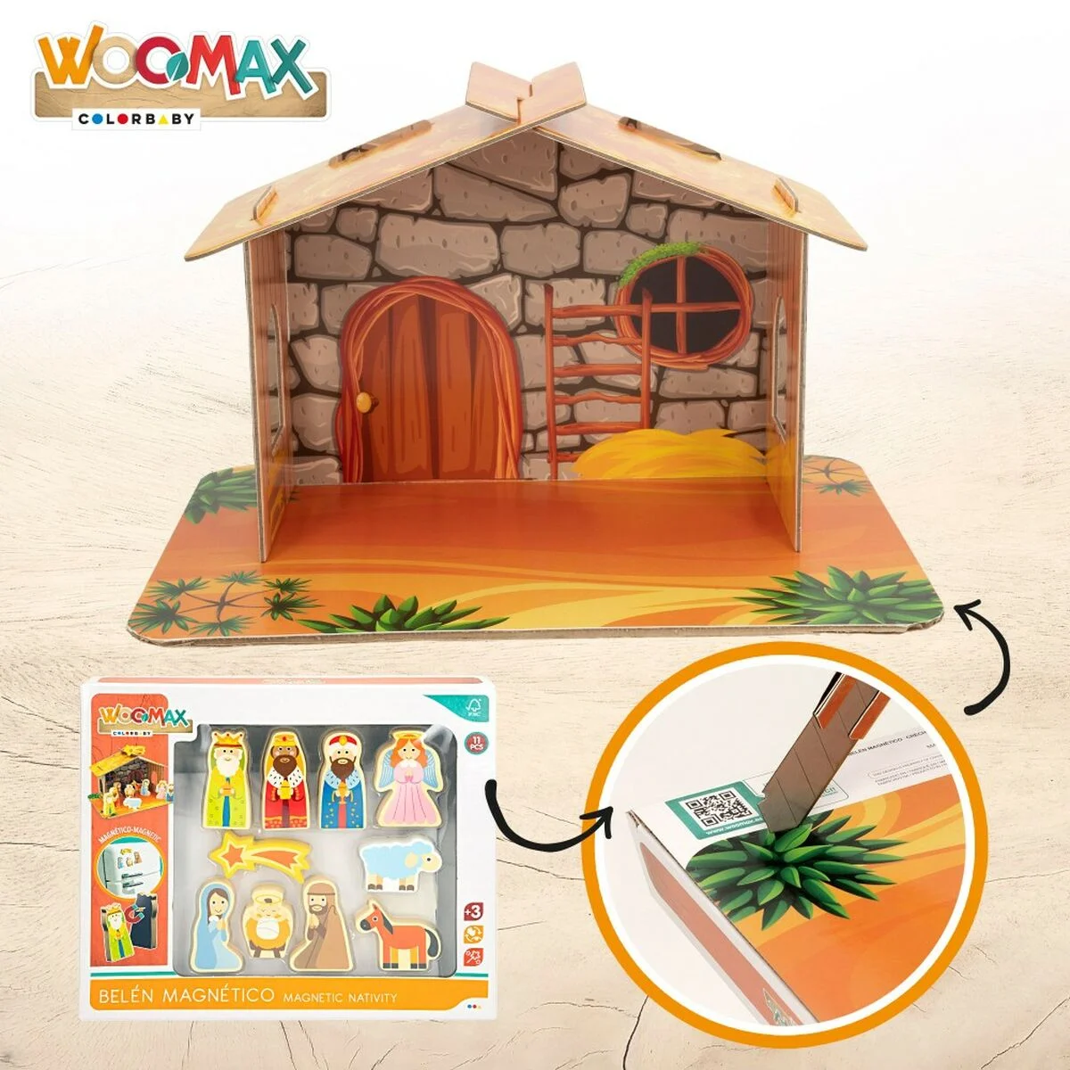 Belén de Navidad Woomax Madera Cartón 22 x 16 x 12 cm 11 Piezas