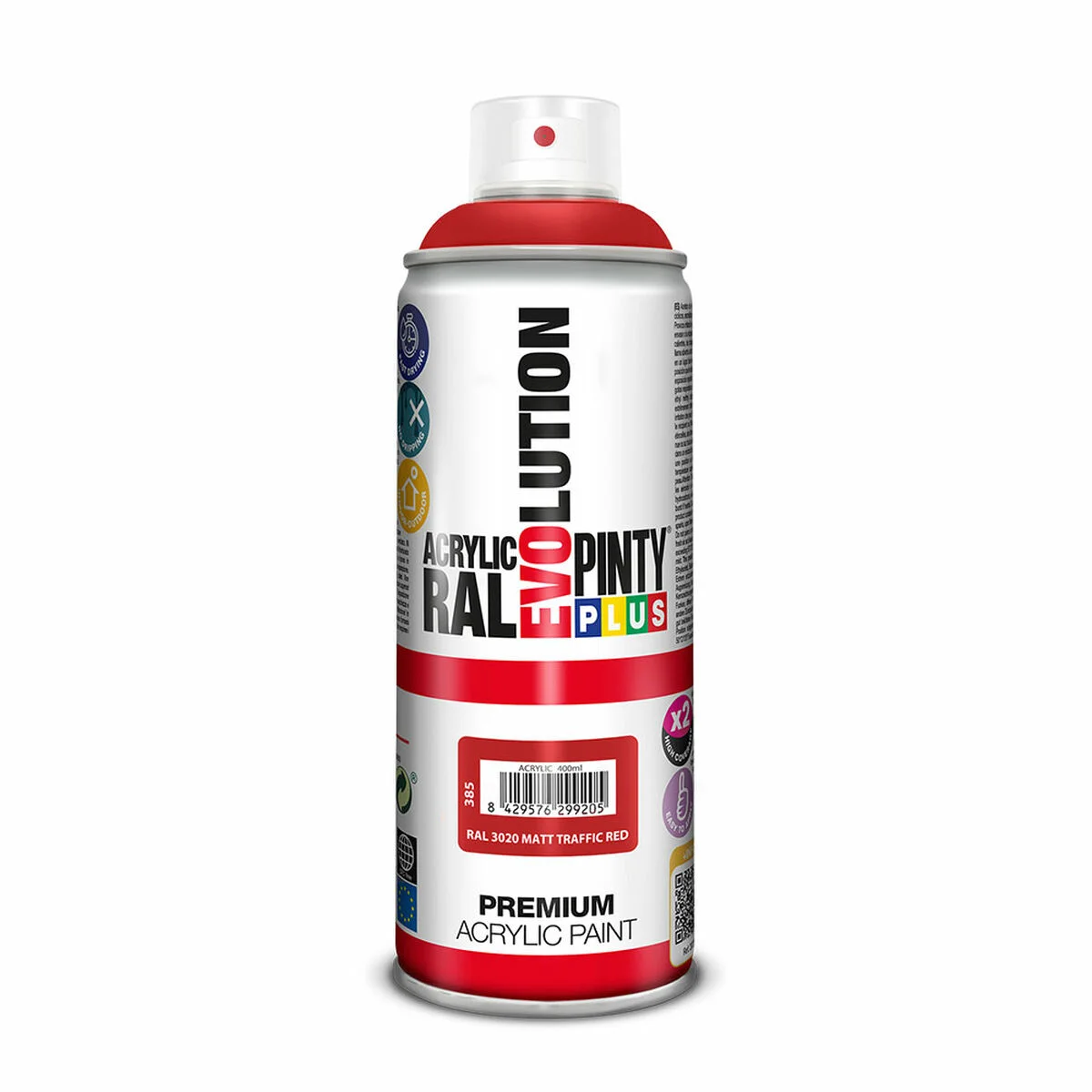 Pintura en spray Pintyplus Evolution RAL 3020 Traffic Red 400 ml Mate