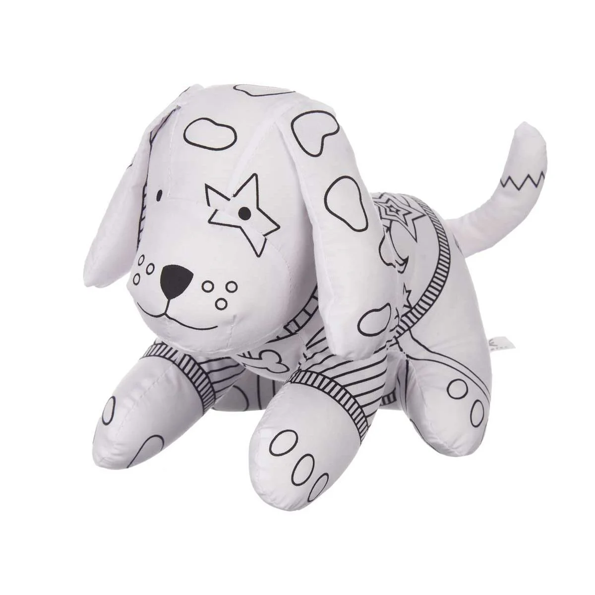 Peluche para Colorear Pincello Blanco Negro Tela 13 x 14 x 20 cm Perro (8 Unidades)