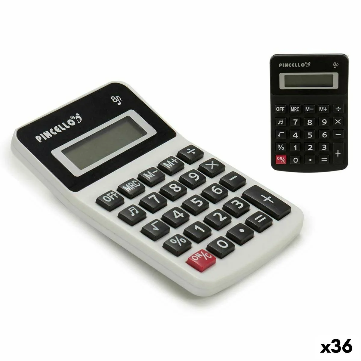 Calculadora Pincello Blanco Negro Plástico 7,5 x 2,5 x 11,5 cm Solar Pequeño (36 Unidades)
