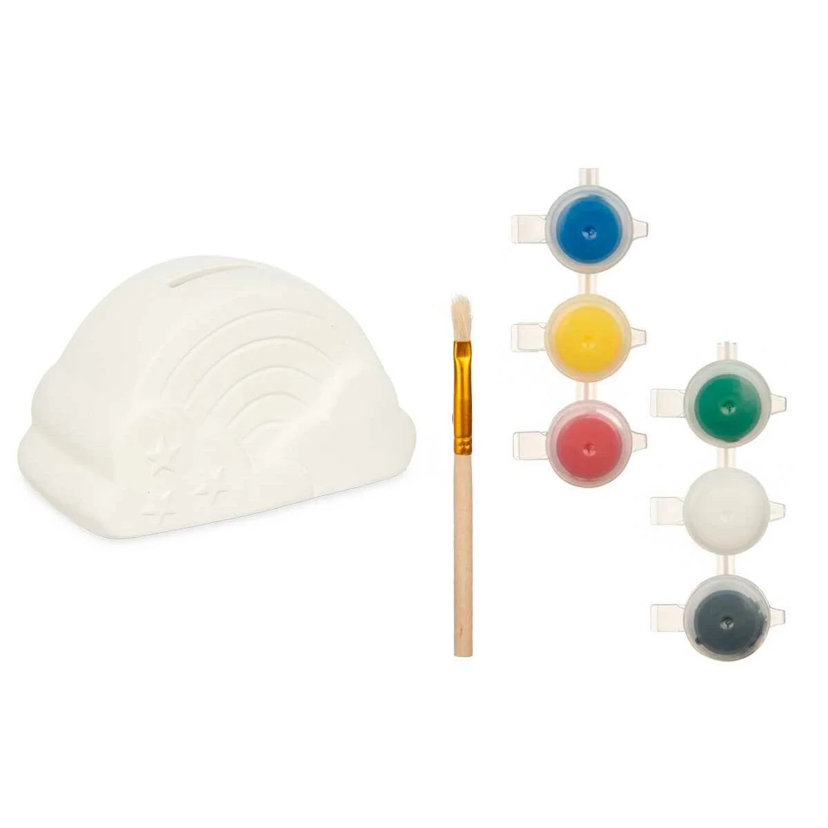 Hucha para Pintar Pincello Blanco 13,9 x 8,4 x 9,6 cm 13,9 x 8 x 8 cm Arcoíris (12 Unidades)