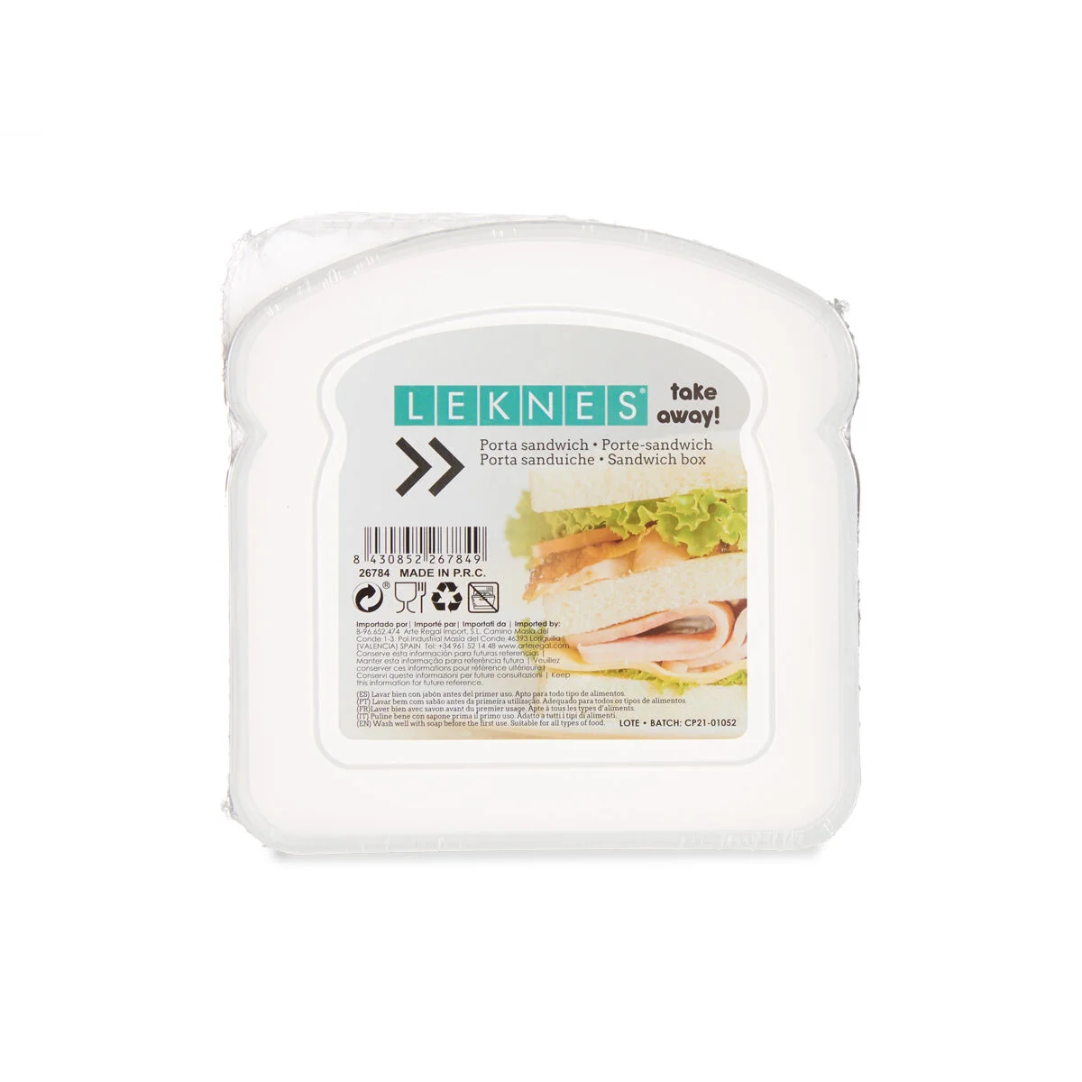 Fiambrera para Sandwich Leknes Transparente Polipropileno Plástico 410 ml (24 Unidades)