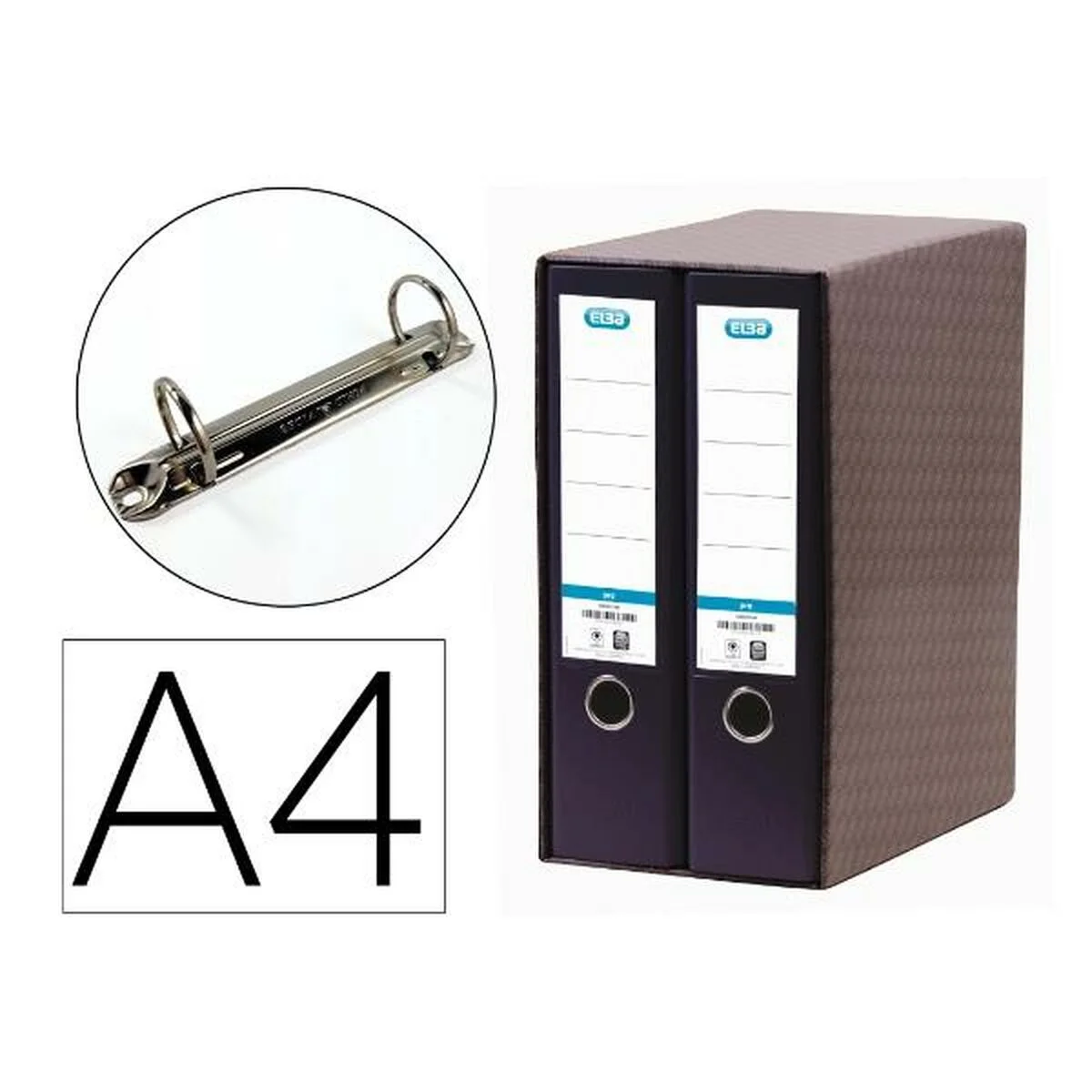 Carpeta de anillas Elba 100580054 Negro A4 (2 Unidades)