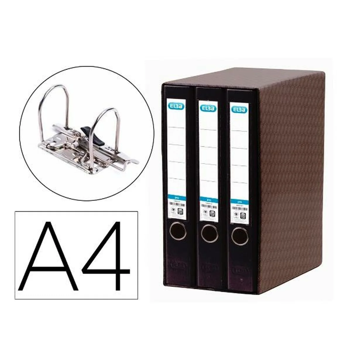 Carpeta de anillas Elba 100580060 Negro A4 3 Unidades