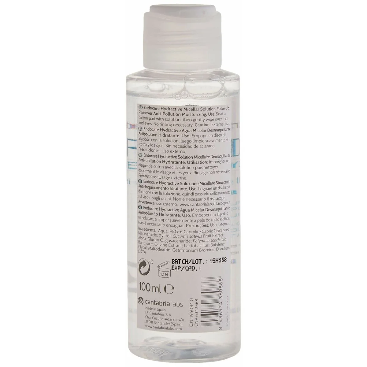 Agua Micelar Desmaquillante Endocare Hydractive 100 ml